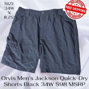 Orvis Men’s Jackson Quick-Dry 8.75" Shorts Black 34W $98 MSRP FREE SHIPPING